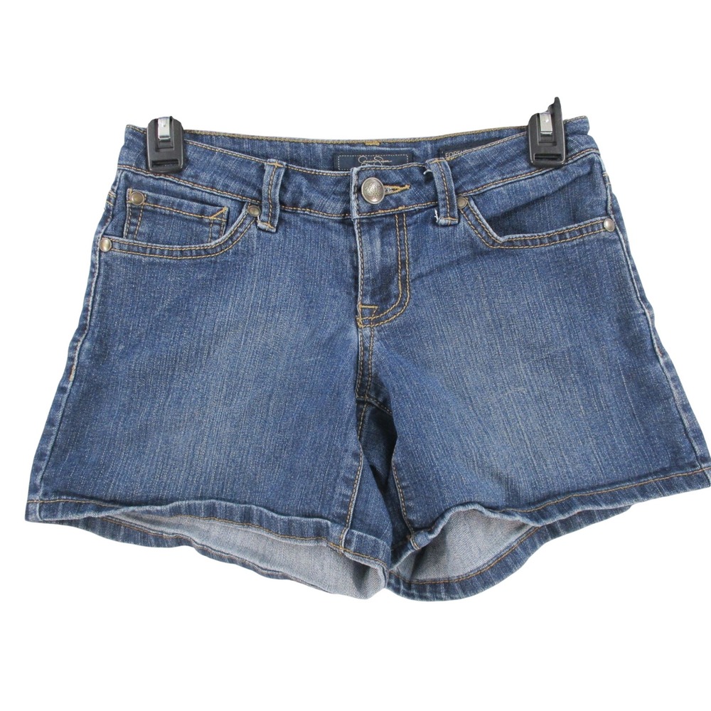 Jessica Simpson Forever Roll Cuff Denim Shorts Blue 25 Stretch 7183